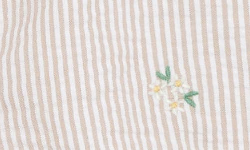 Jojo Maman Bébé Jojo Maman Bebe Daisy Embroidery Cotton Seersucker Jumpsuit In Natural