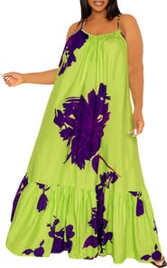 BUXOM COUTURE Floral Print Voluminous Maxi Dress