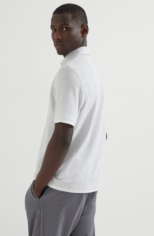 Brunello Cucinelli Lightweight Knit Polo In Pearl Grey