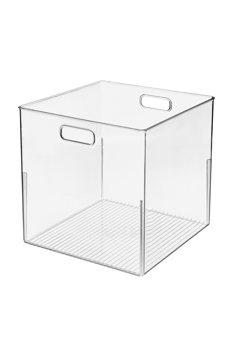Large Linus Clear Plastic Storage Bin with Handles, Main, color, Clear