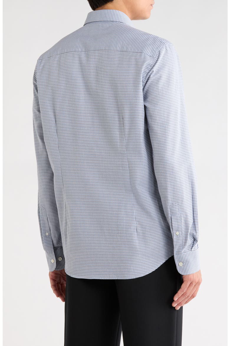 Edward Microcheck Cotton Button-Up Shirt, Alternate, color, TAN/BLUE
