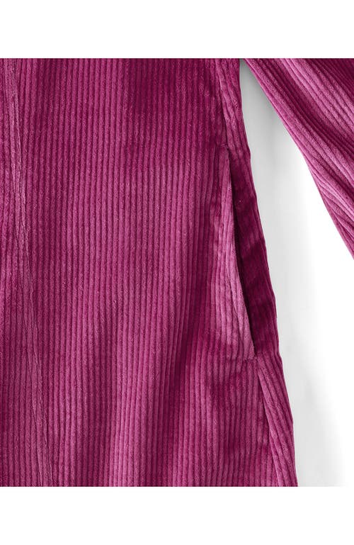 Lands' End Plus Size Wide Wale Cord Popover Long Sleeve Shirt Dress In Purple