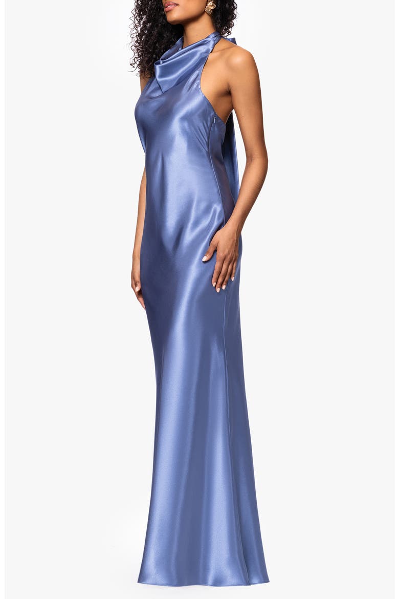 Halter Charmeuse Gown, Alternate, color, BLUE