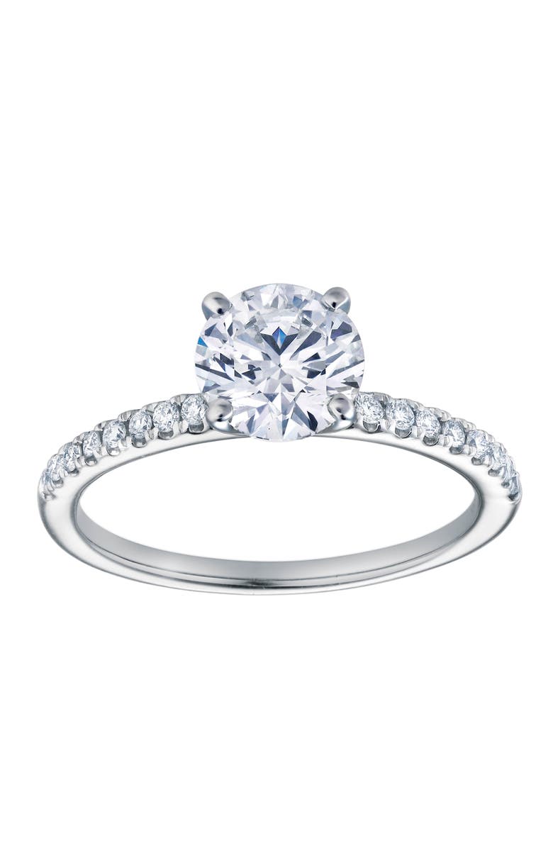 LuvMyJewelry Isabella 14K White Gold Round Cut Lab Grown Diamond Halo Engagement Ring - 1.2 ctw, Main, color, 14K White Gold