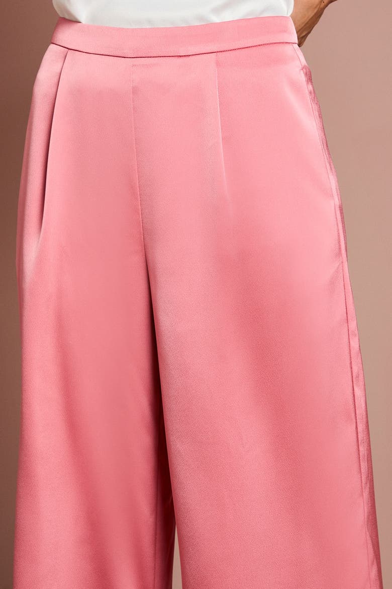 Satin Wide-Leg Flare Trousers, Alternate, color, Rose
