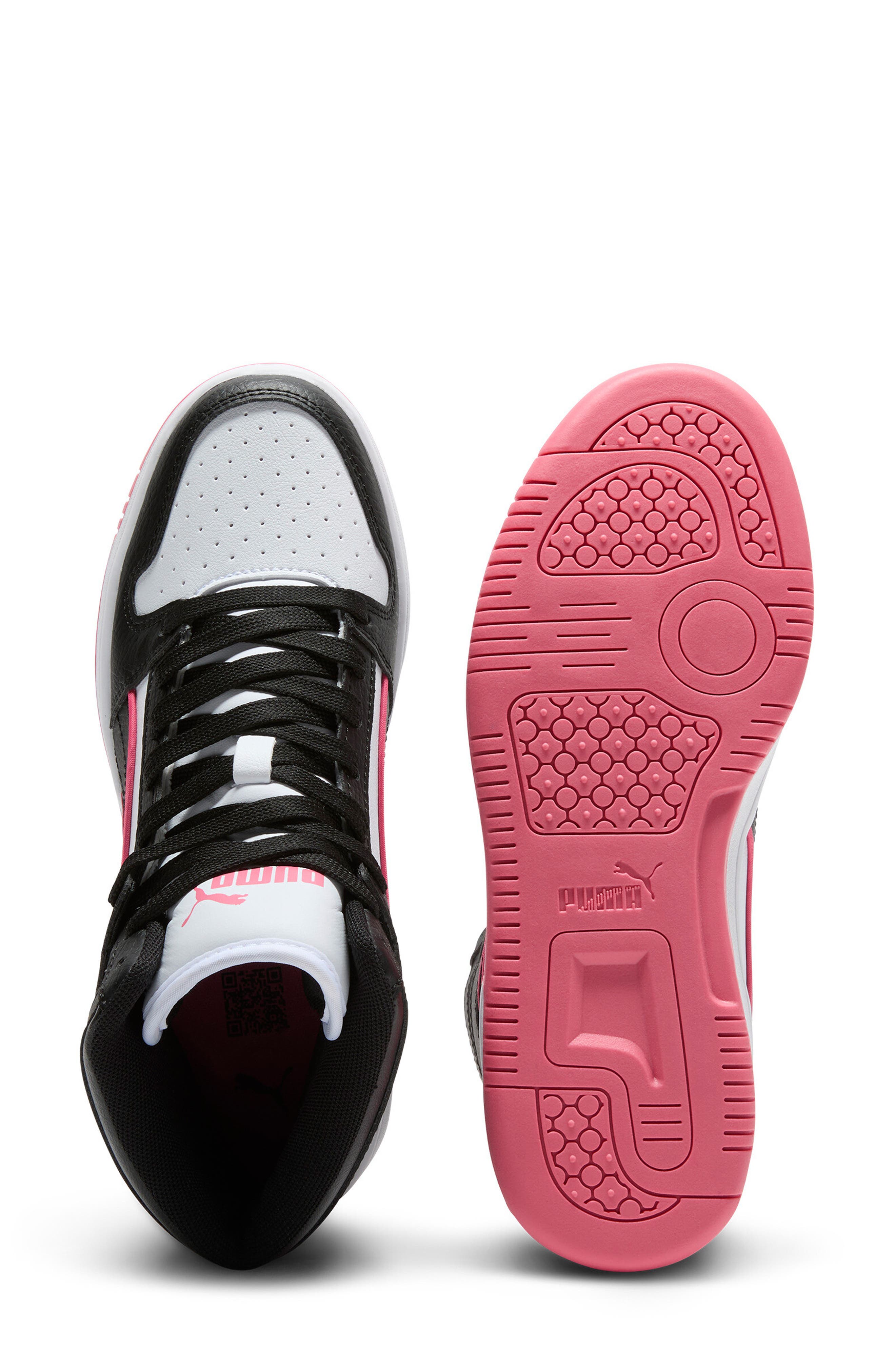 PUMA Rebound Layup High Top Sneaker, Alternate, color, Puma White- Black- Rose