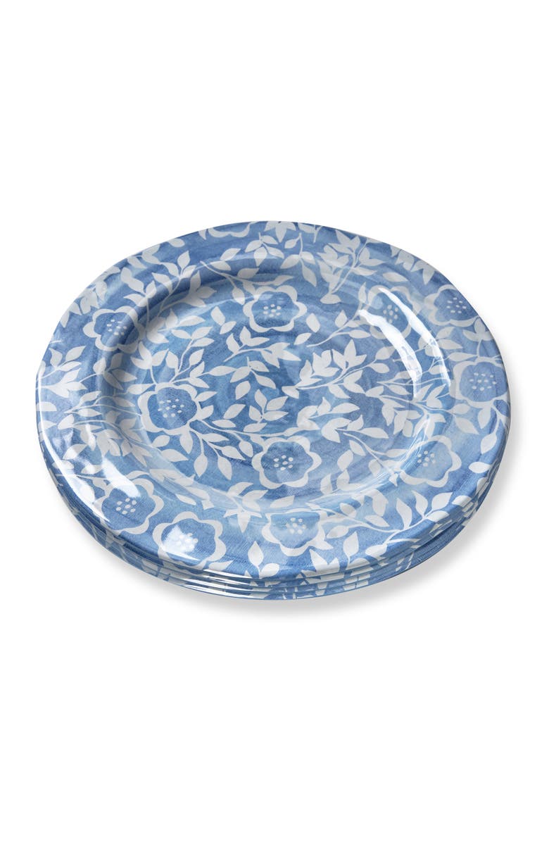 tag Cottage Blue White Flower Melamine Dinnerware Plates Set 4, Main, color, Blue