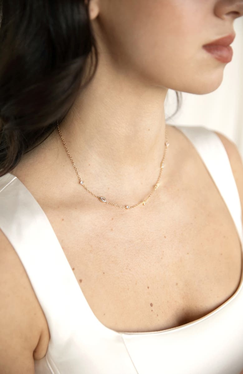 Ettika Simple Crystal Station Necklace, Alternate, color, Gold