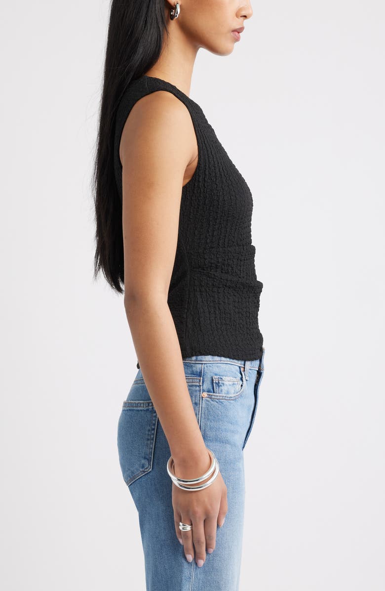 Open Edit Twisted Shoulder Textured Tank, Alternate, color, Black