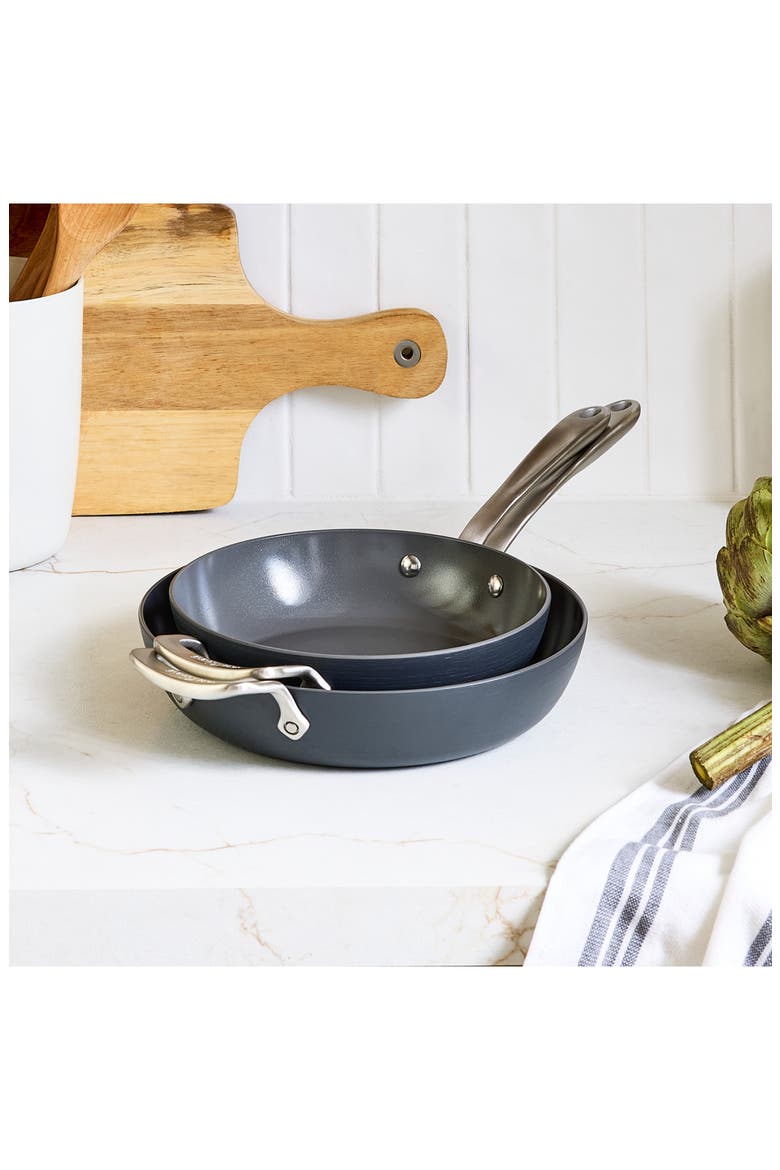 HA1 Ceramic Nonstick 2-Piece Frying Pan Set, Alternate, color, GRAY