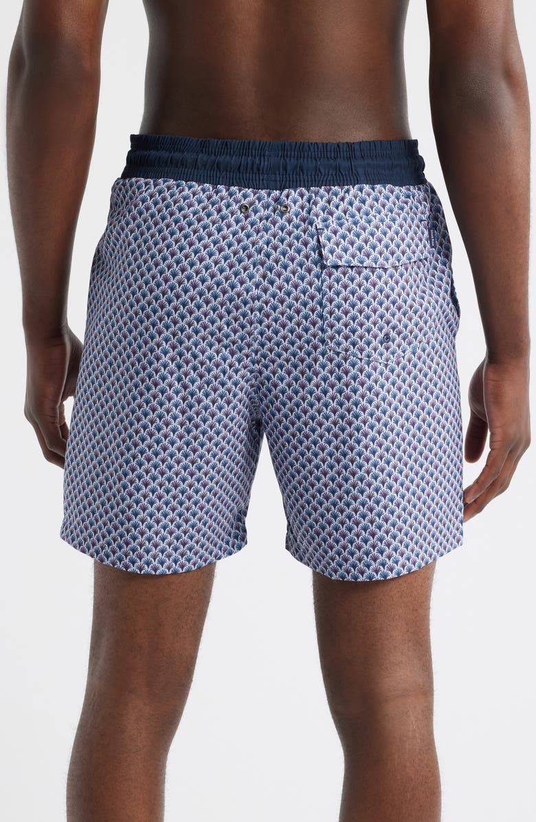 Stone Rose Geo Palm Print Swim Trunks, Alternate, color, Lavender