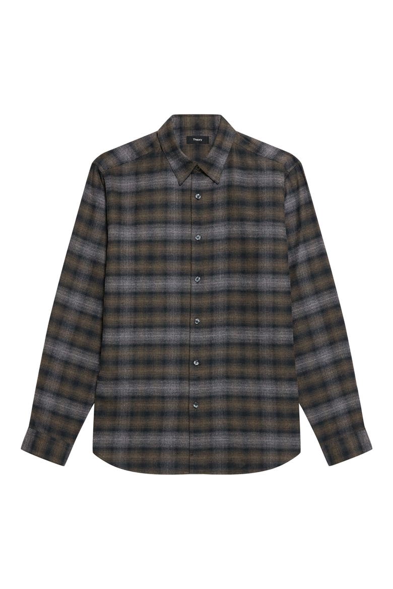 Irving Plaid Cotton Flannel Button-Up Shirt, Alternate, color, DUFFLE MELANGE-QI9