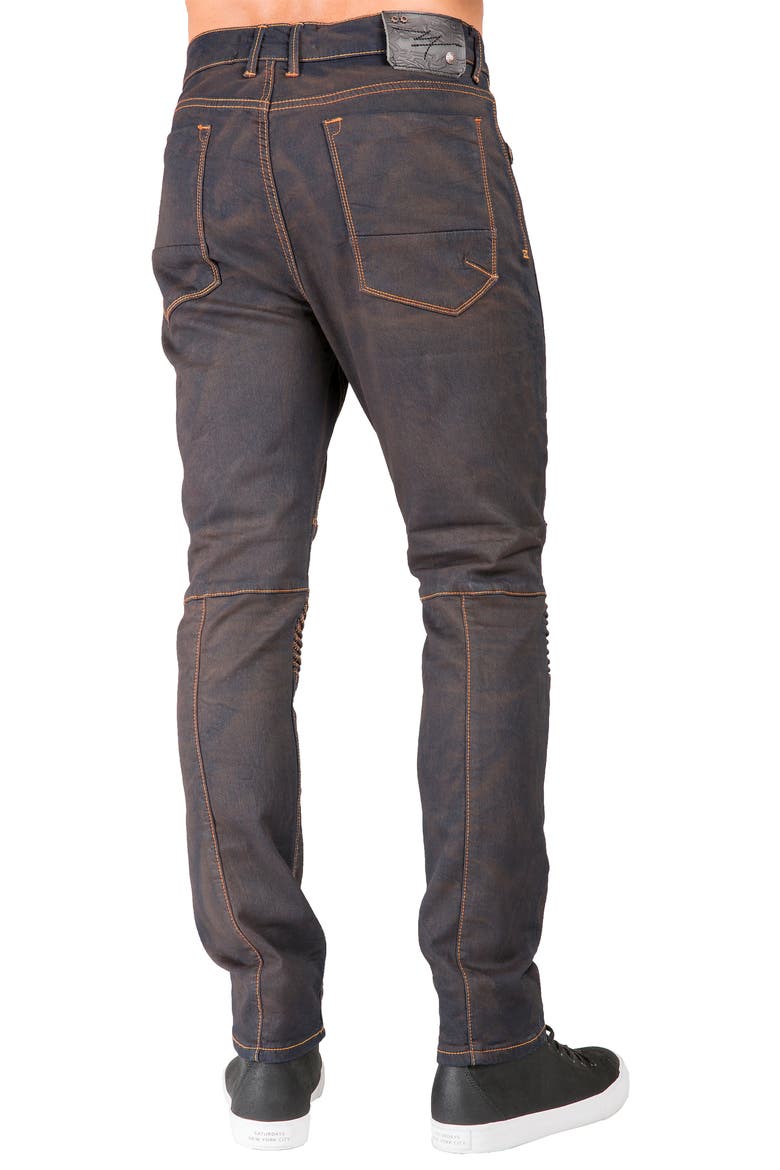 Slim Tapered Fit Moto Jeans, Alternate, color, DARK COPPER