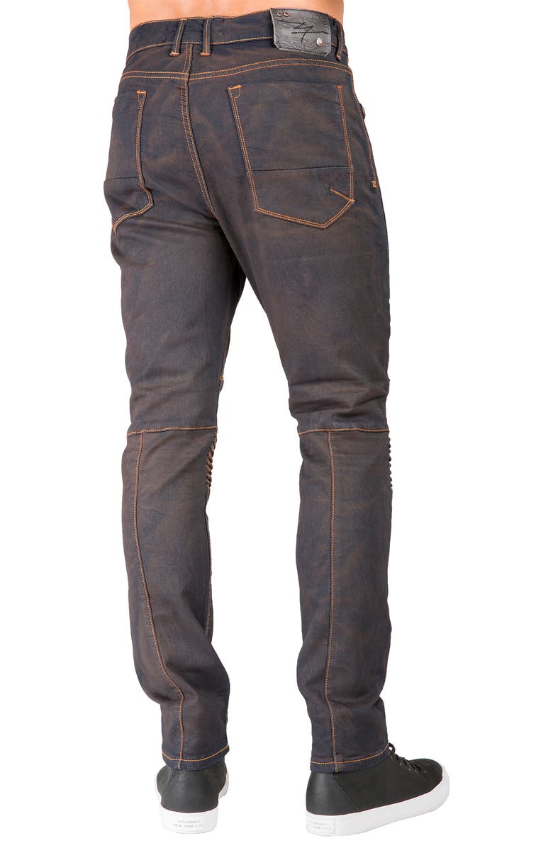 LEVEL 7 Slim Tapered Fit Moto Jeans, Alternate, color, Dark Copper