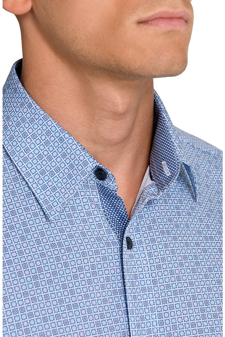 Geo Floral Performance Shirt, Alternate, color, WHITE/ PURPLE