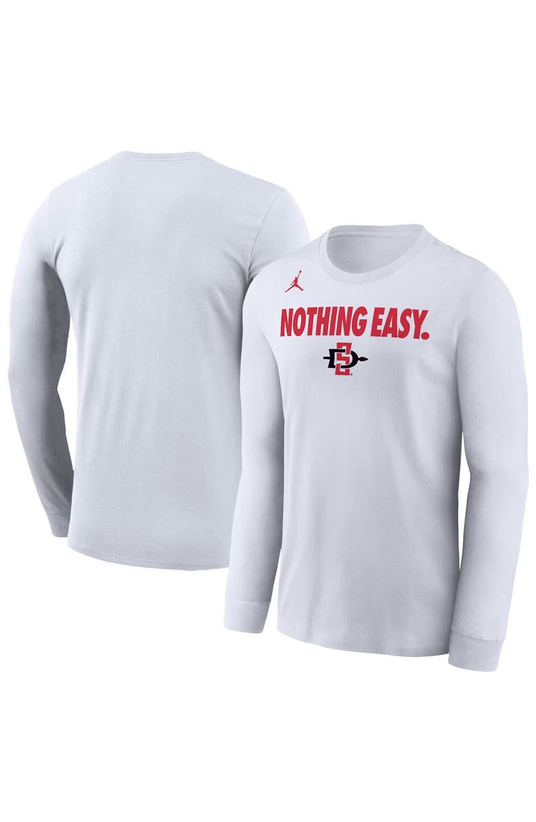 Nike Men's Nike White San Diego State Aztecs 2025 On-Court Bench Long Sleeve T-Shirt, Main, color, 