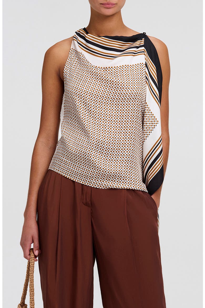 Kit Sleeveless Halter Top, Main, color, BLACK/ CARAMEL DOTTED