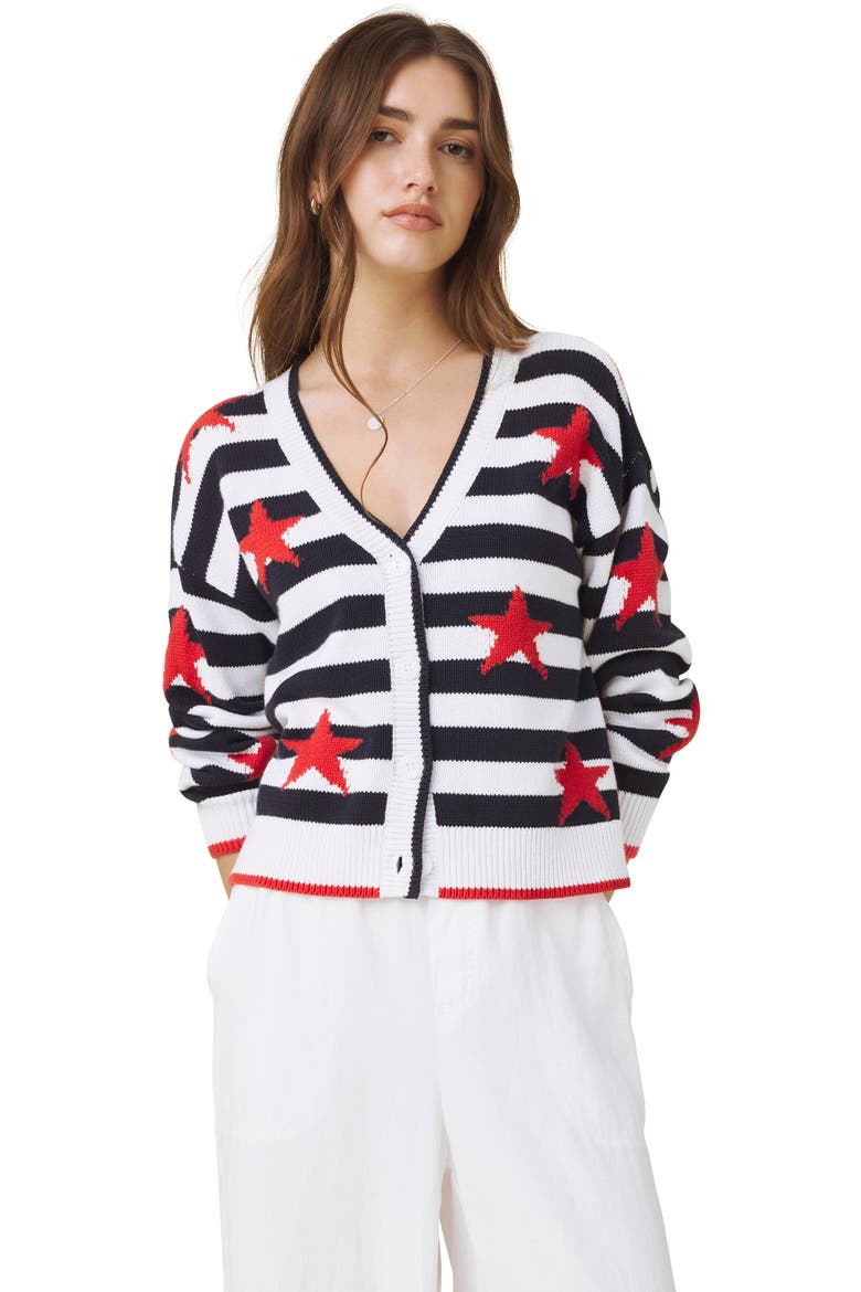 Liberty Stripe Star Intarsia Cotton Blend Sweater, Alternate, color, WHITE/ NAVY BLUE/ MULTI
