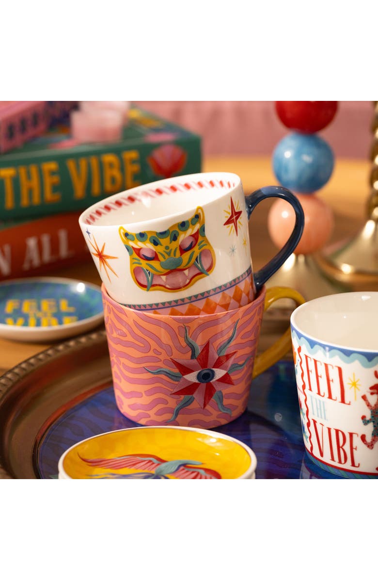 Zsa Zsa Zsu Luohu Porcelain Eye Mug 12 Oz. Set Of 3, Alternate, color, Pink