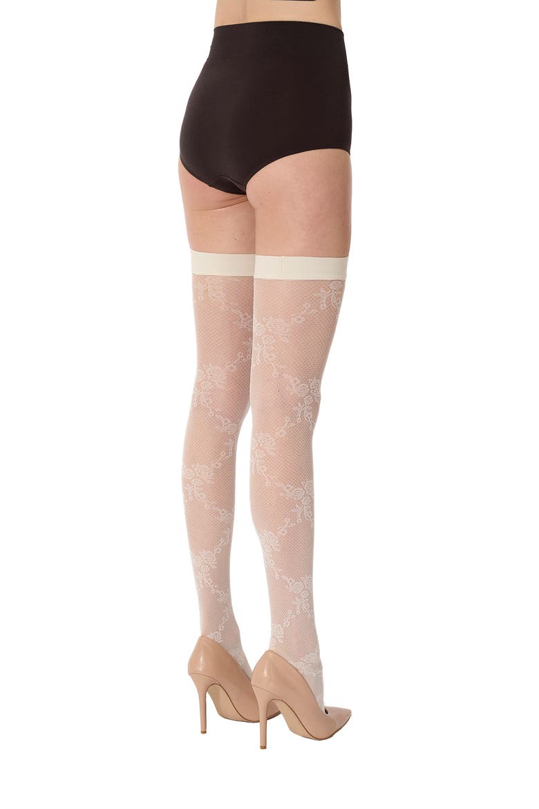 Floral Lace Stay-Up Stockings, Alternate, color, WHIPPED CREAM