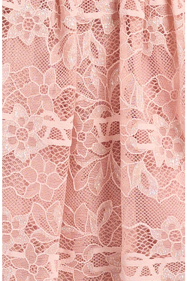 Kids' Metallic Lace Overlay Dress, Alternate, color, PEACH