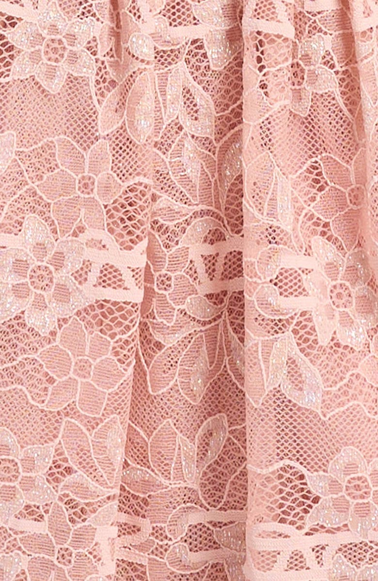 Popatu Kids' Metallic Lace Overlay Dress, Alternate, color, Peach