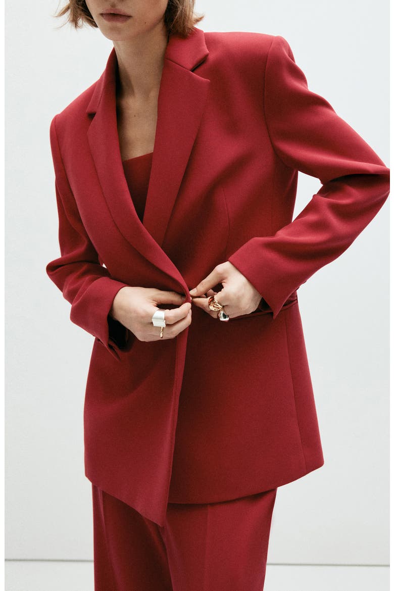 Iguana One Button Blazer, Main, color, RED
