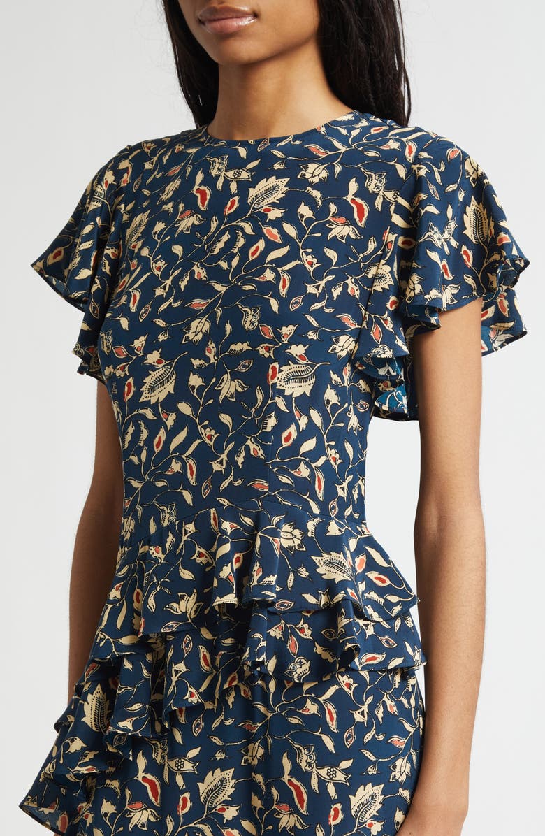 Ulla Johnson Amaia Ruffle Silk Maxi Dress, Alternate, color, Midnight Garden