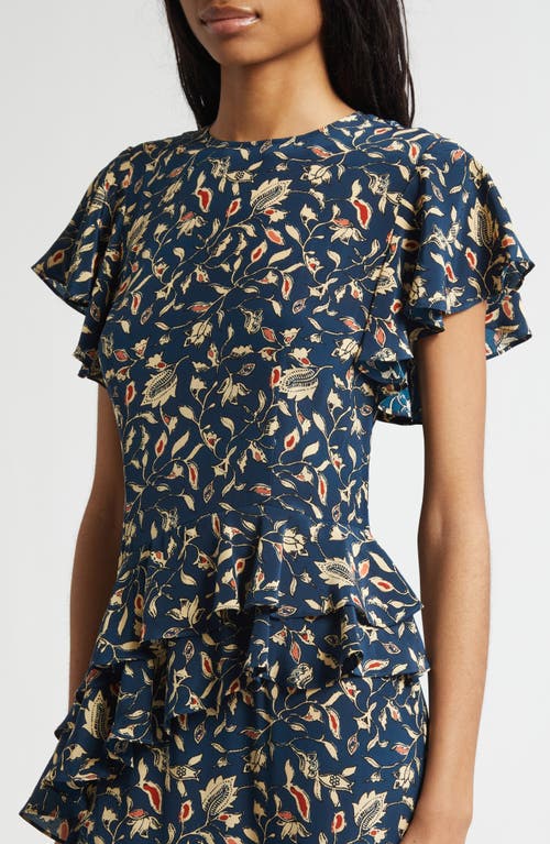 Ulla Johnson Amaia Cascading Ruffle Midi Dress In Blue