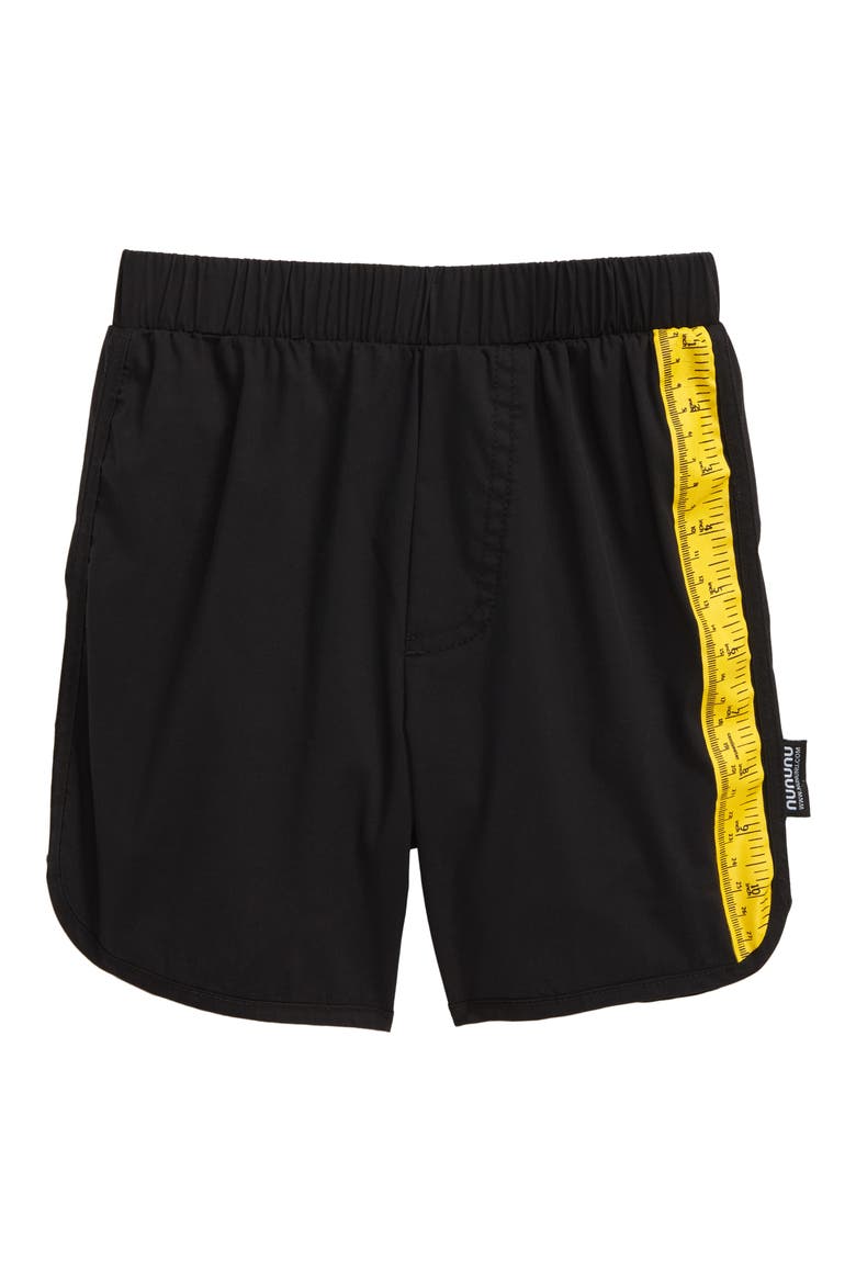 Measuring Band Swim Trunks, Main, color, BLACK