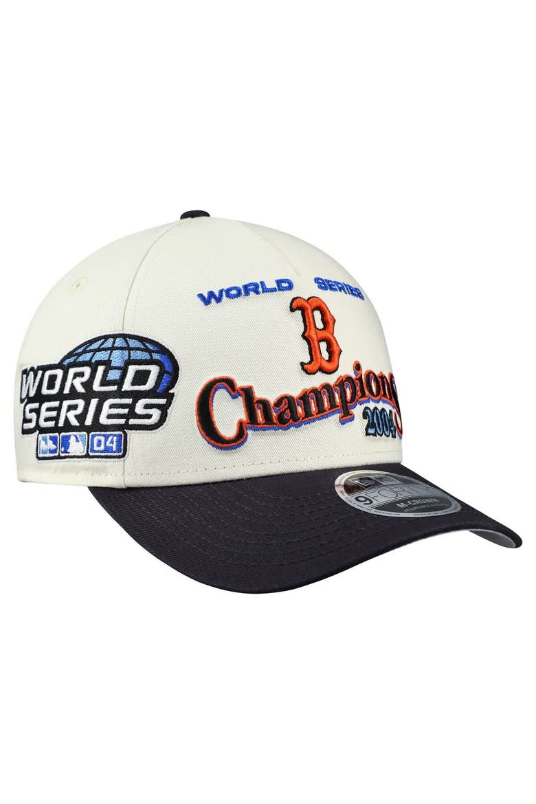 Men's New Era  Cream/Navy Boston Red Sox World Series 9FORTY M-Crown A-Frame Adjustable Hat, Main, color, Cream