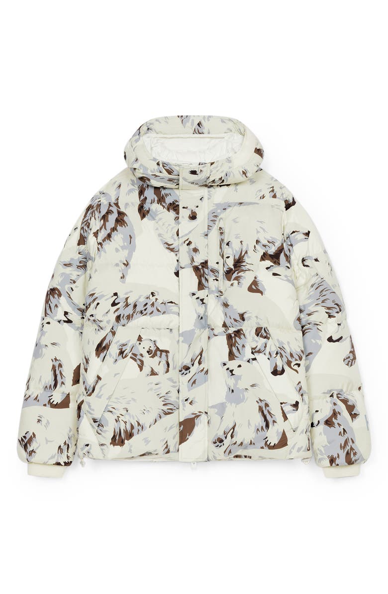 KENZO Polar Bear Print Hooded Down Puffer Jacket, Main, color, 
