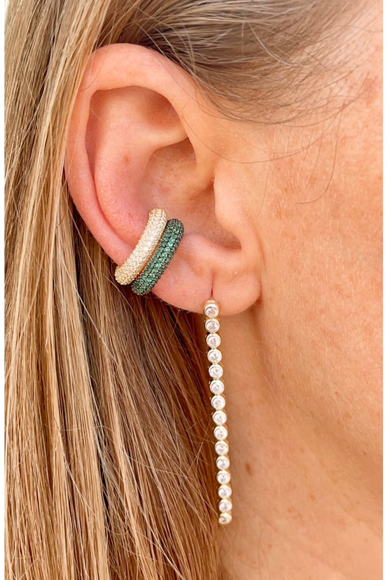 Pavé Ear Cuff, Alternate, color, GOLD/ WHITE