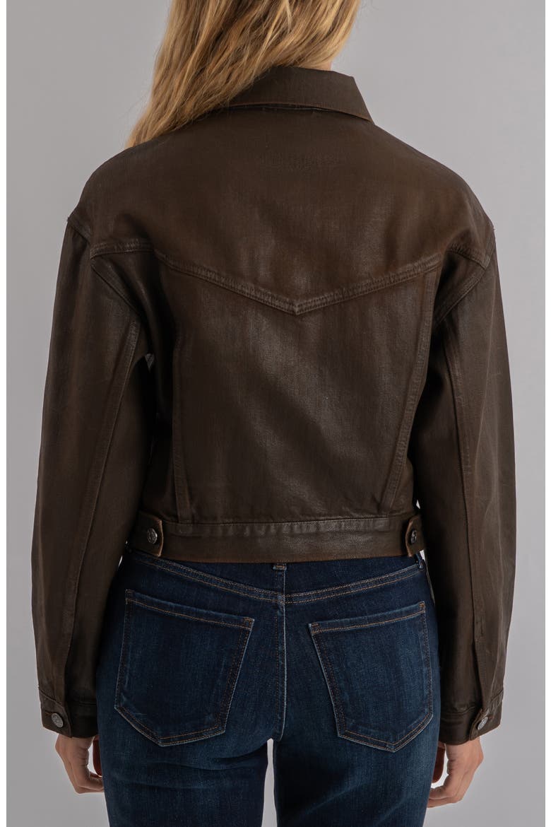 Emrie Coated Nonstretch Denim Jacket, Alternate, color, CHOCOLATE