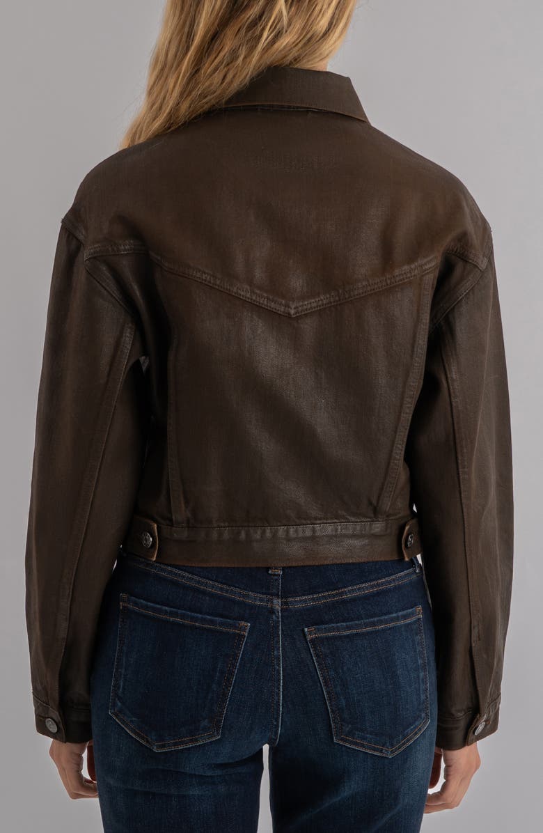 KUT from the Kloth Emrie Coated Nonstretch Denim Jacket, Alternate, color, Chocolate