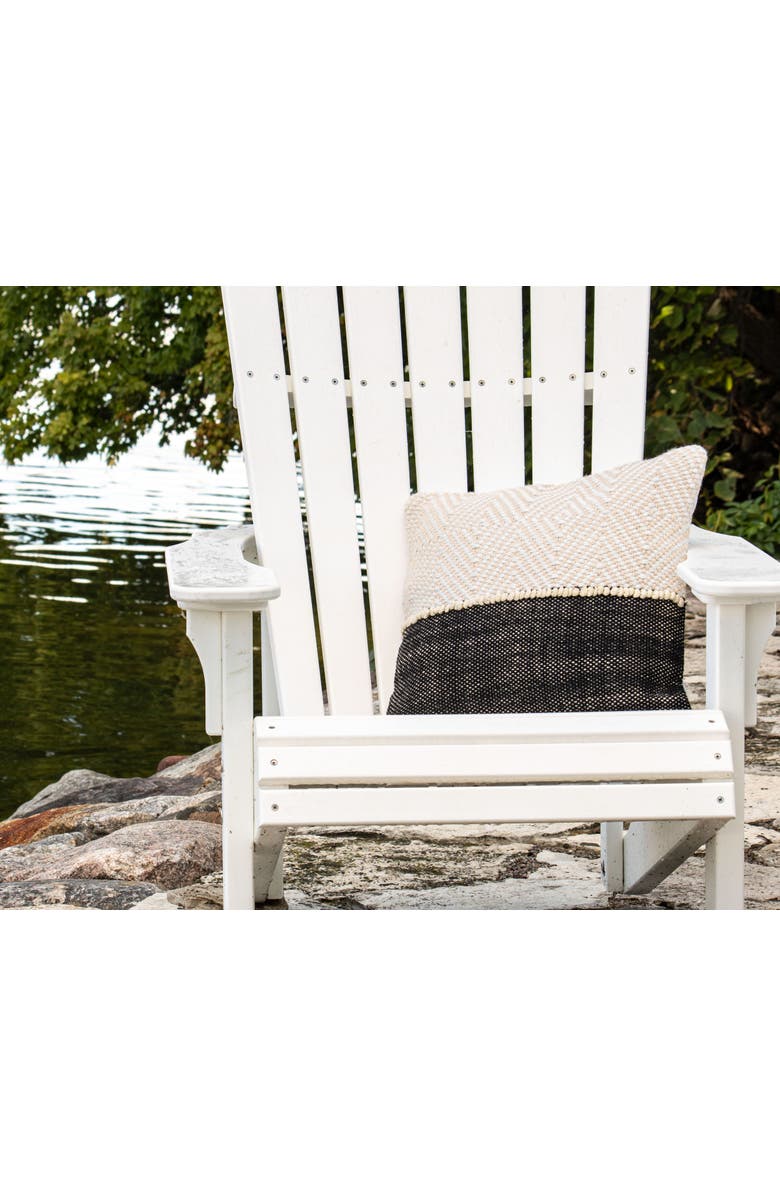 Foreside Home and Garden Diamond Pattern Handwoven Outdoor Decorative Throw Pillow, 18.1" x 18.1", Alternate, color, Beige