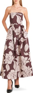 FREEMARKET Print Strapless Midi Dress
