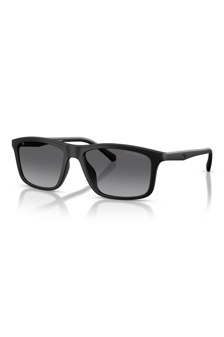 57mm Polarized Gradient Pillow Sunglasses, Alternate, color, MATTE BLACK / GREY POLAR