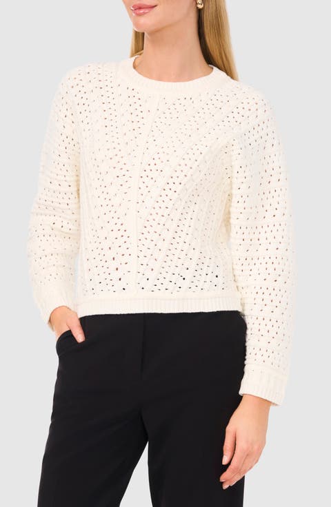 Pointelle Crewneck Sweater