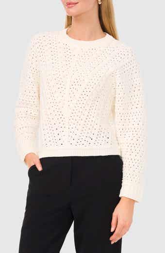 Halogen® Pointelle Crewneck Sweater