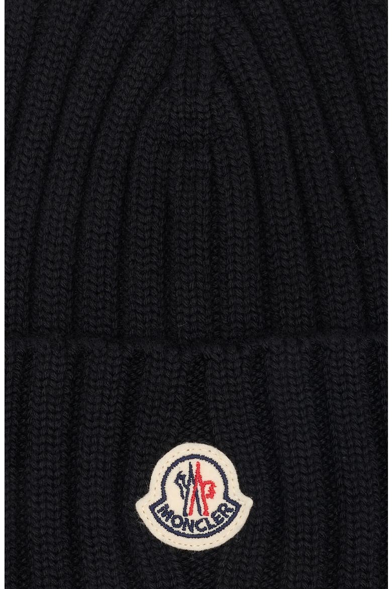 Logo Patch Rib Wool Beanie, Alternate, color, BLACK/ BLACK