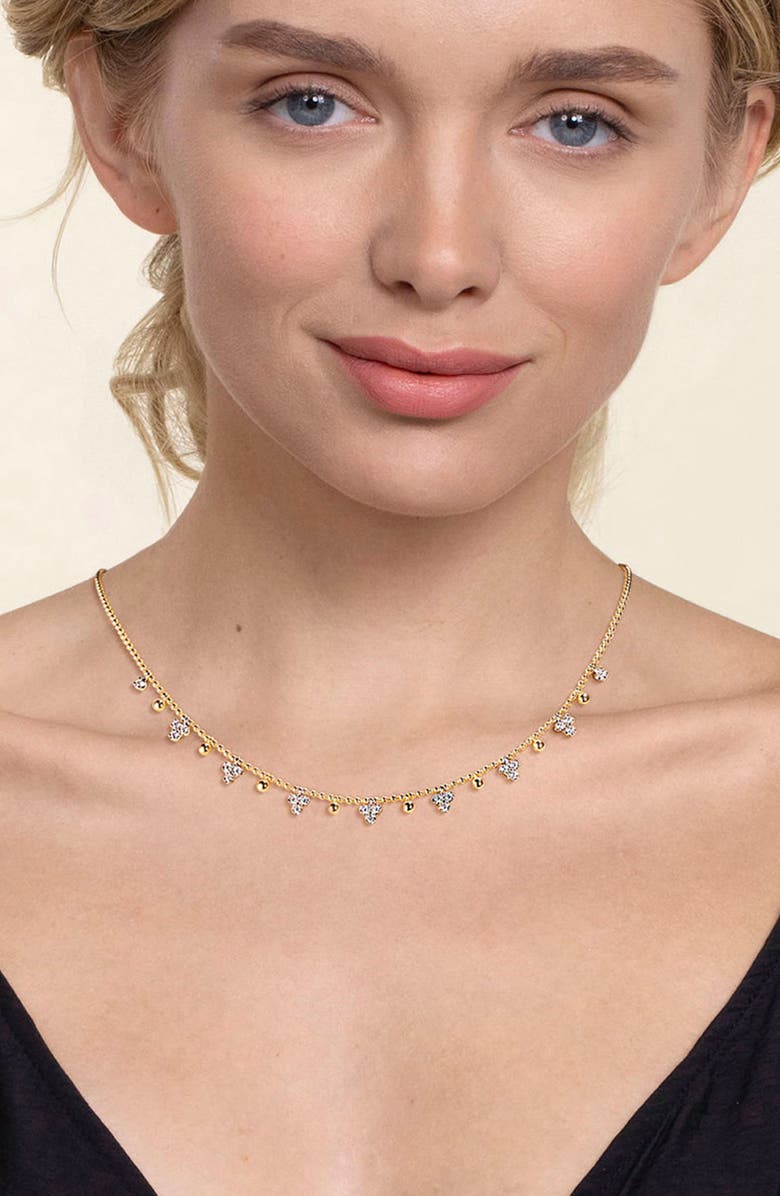 Gabriel & Co. Bujukan Bead & Diamond Droplet Necklace, Alternate, color, Two Tone