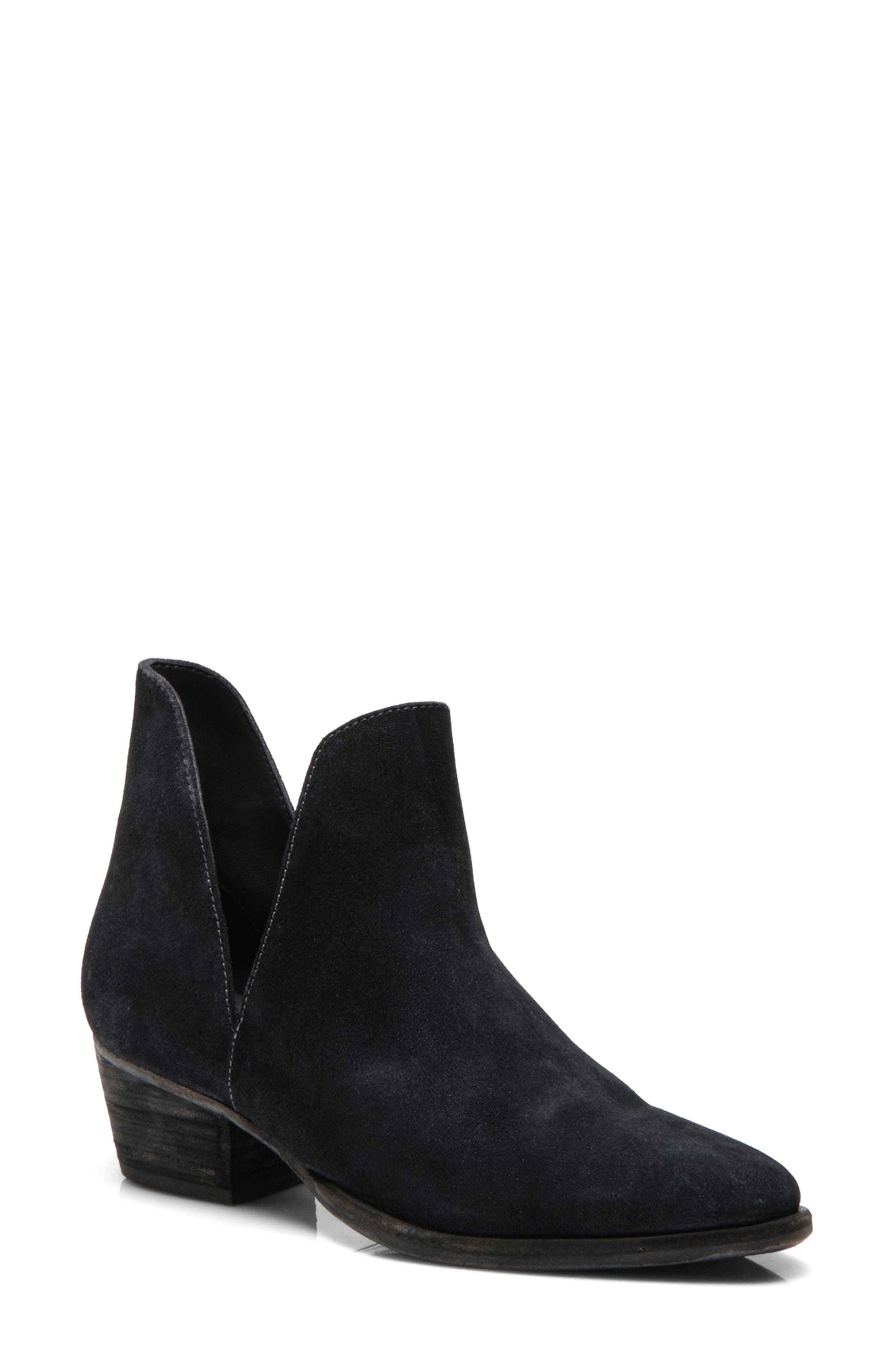 Charm Double-V Ankle Bootie, Main, color, SMOKE SUEDE