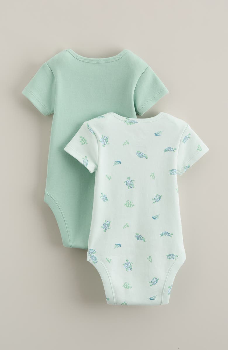 Nordstrom Assorted 2-Pack Bodysuits, Alternate, color, Green Sea Turtle Pack