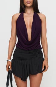 Princess Polly Carefree Days Plunge Cowl Neck Halter Top