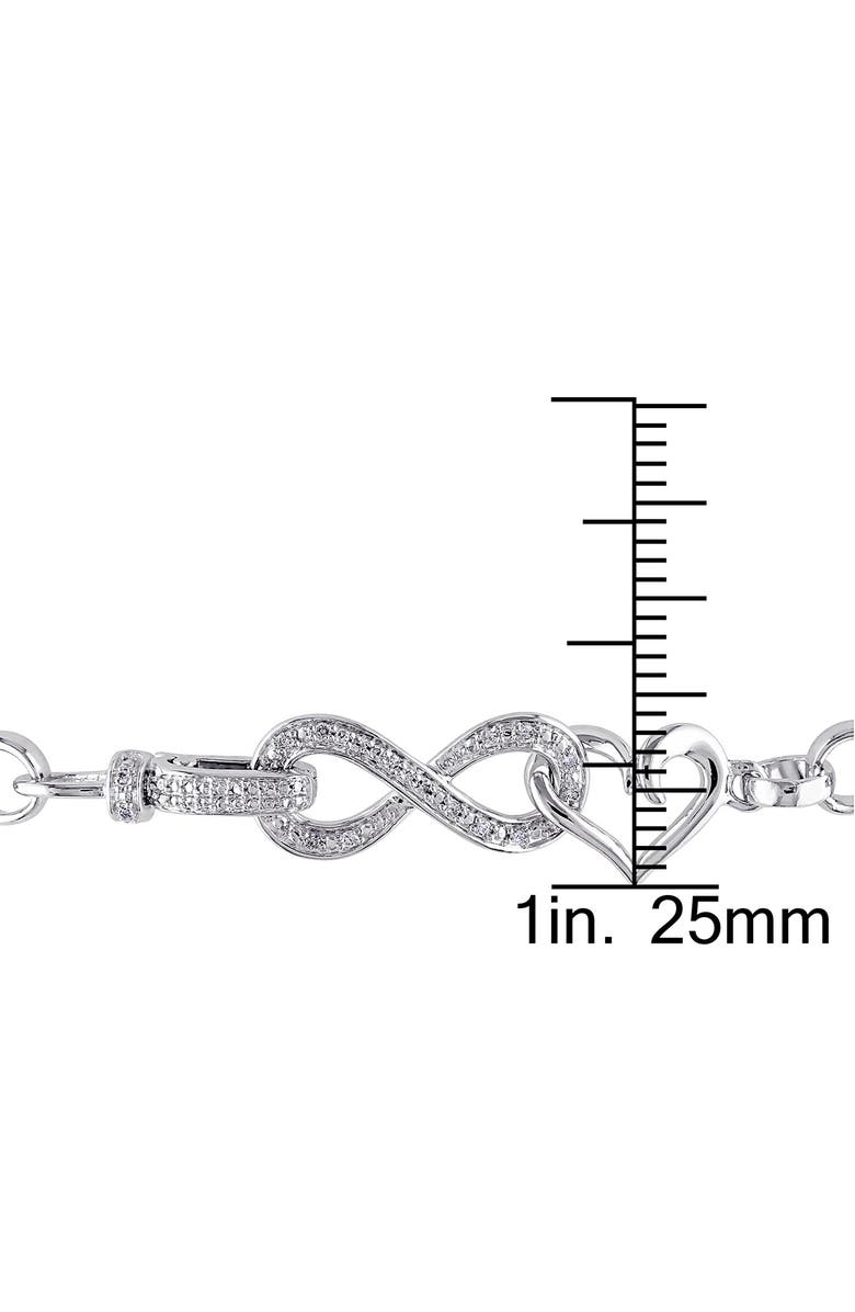 DELMAR Diamond Heart Infinity Necklace & Bracelet Set, Alternate, color, Silver