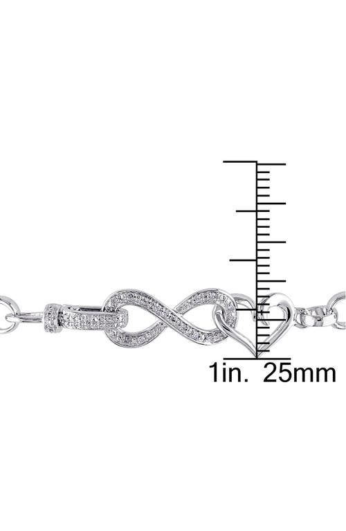 Delmar Diamond Heart Infinity Necklace & Bracelet Set In Silver
