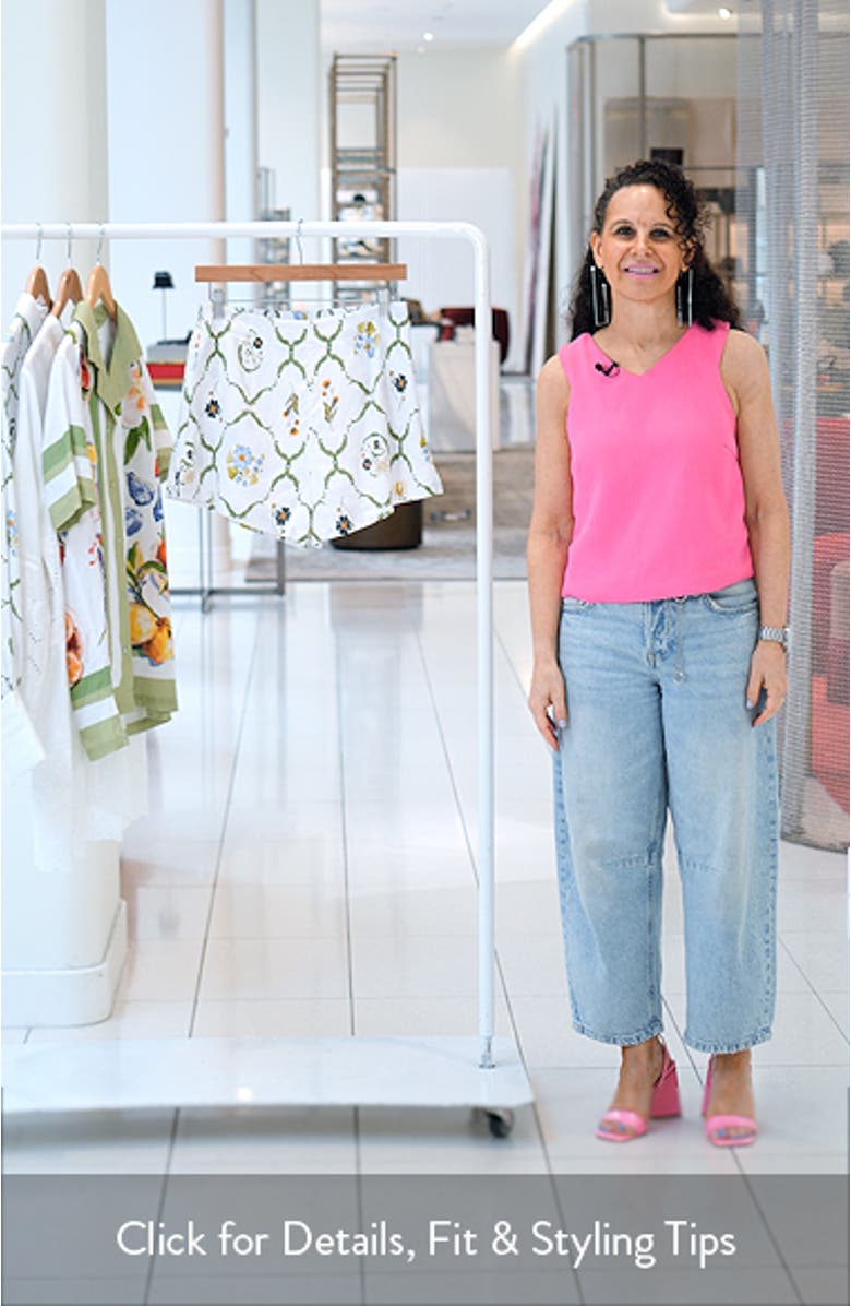 Print Linen Blend Cover-Up Shorts, sales video thumbnail