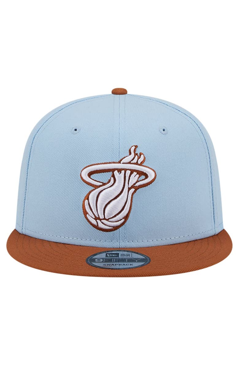 New Era Men's New Era Light Blue/Brown Miami Heat 2-Tone Color Pack 9FIFTY Snapback Hat, Alternate, color, 