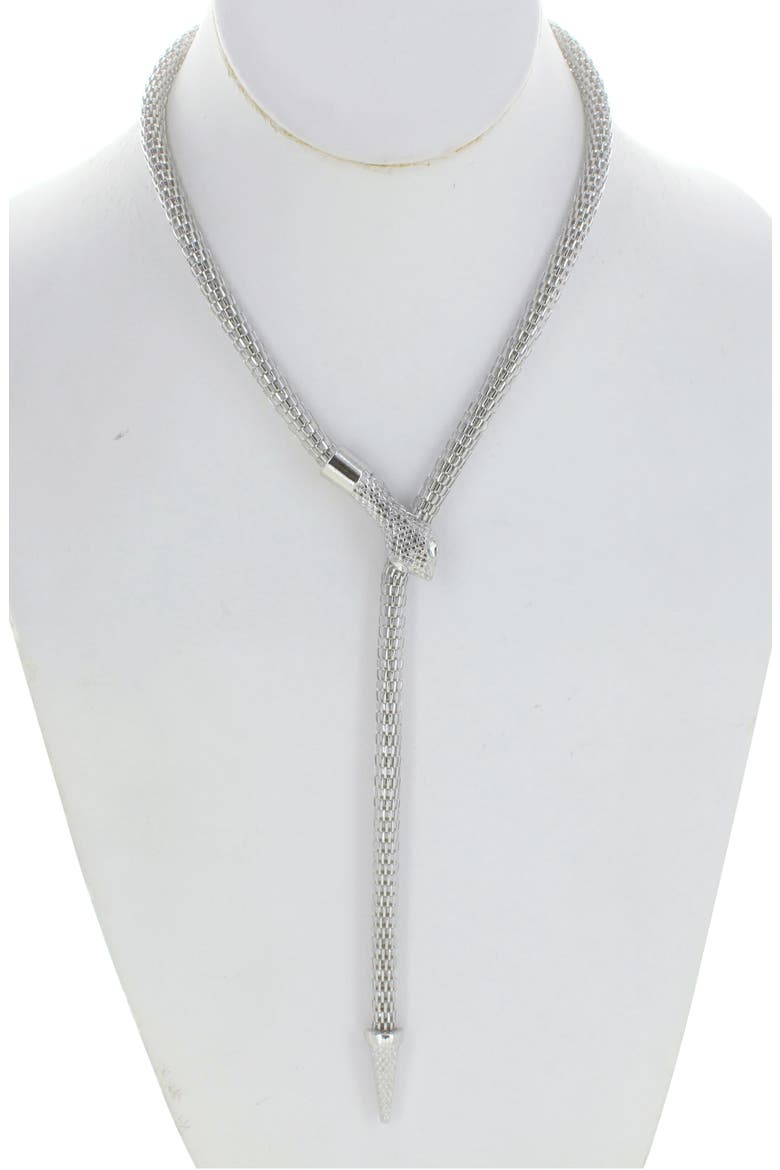 Snake Eyes Mesh Drop Necklace, Alternate, color, SILVER / CLEAR